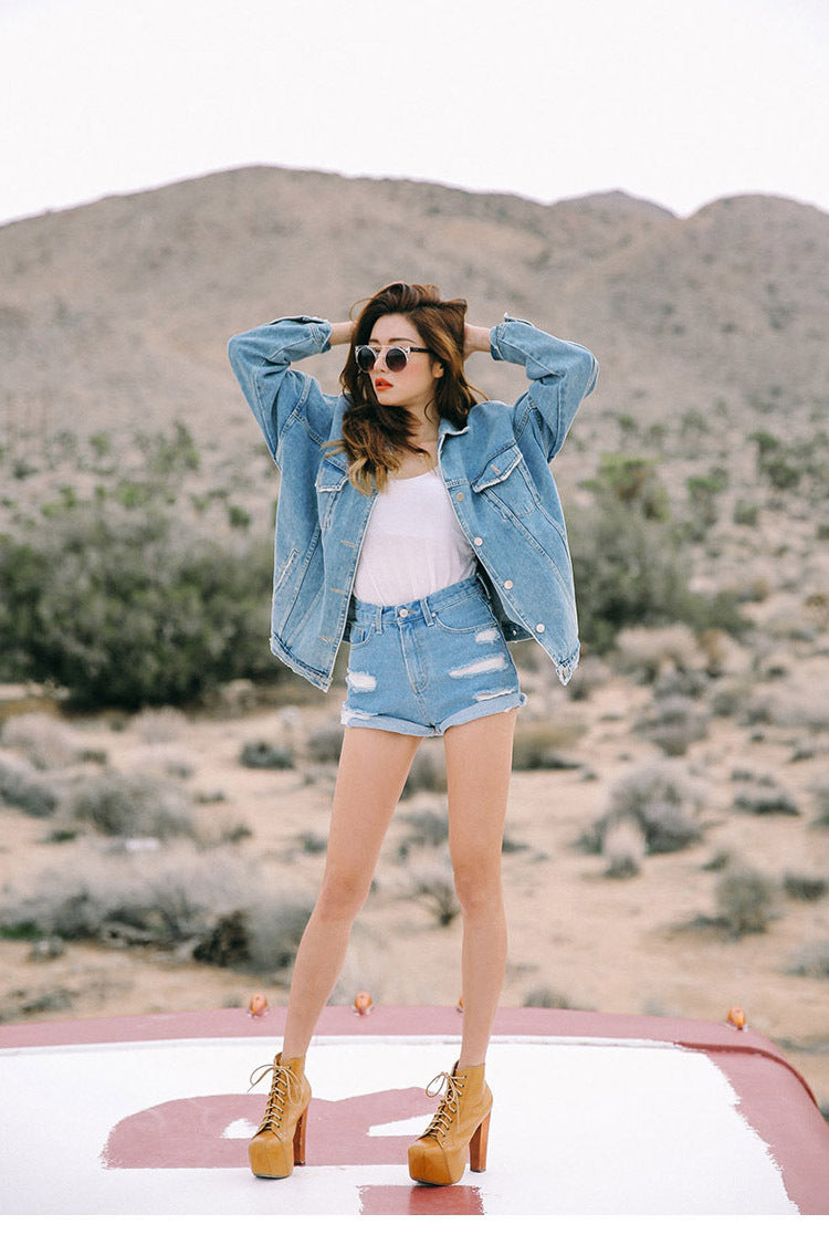 Plus Size Loose Denim Jacket for Women