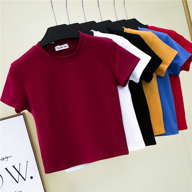 Summer Crop Top Women - Fitted High Waist Sports Tee