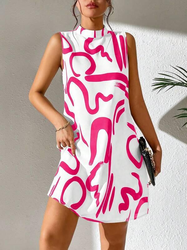2023 Summer Floral Stand Collar Dress for Women