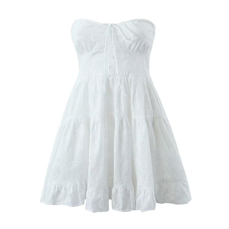 Sweet Spring Women's White Lace Chest Wrap Dress