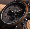 Men's Three-Eye Wooden Watch - Premium Design