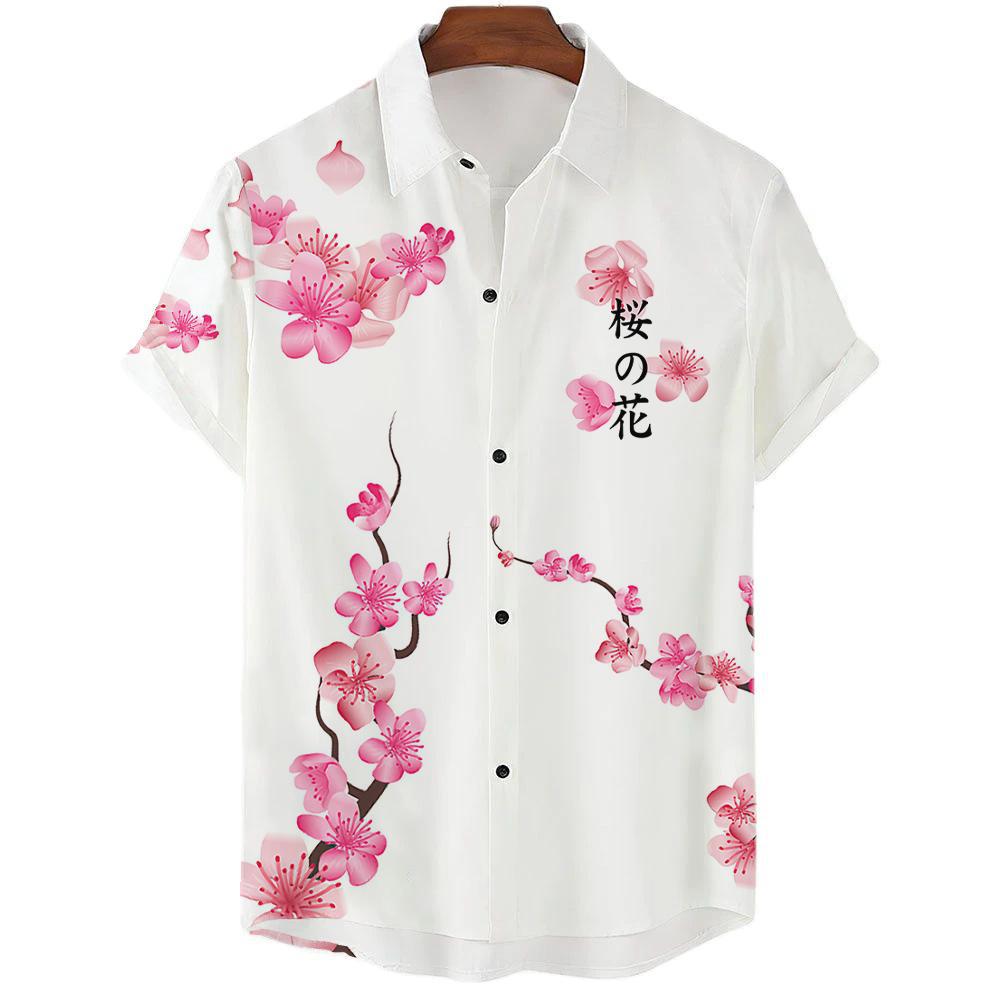 Hawaiian Men's Summer Shirt with 3D Sunflower Print