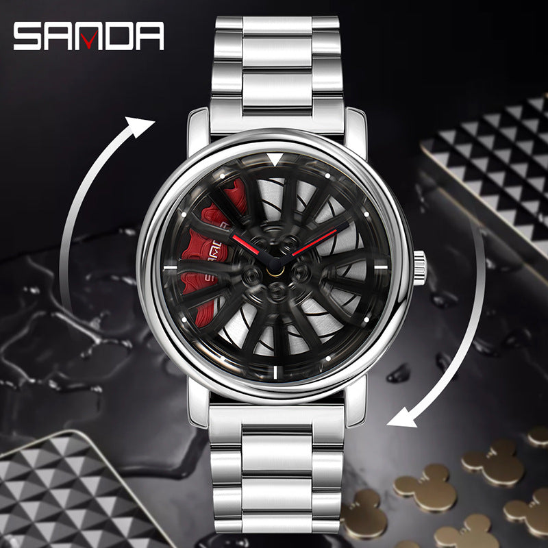 Stylish Hollow Quartz Watch for Men with Steel Band