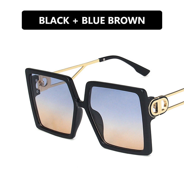 Hollow Square Sunglasses with Metal Legs for Women