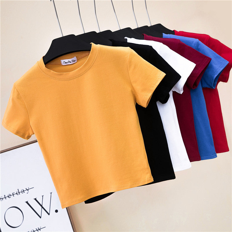 Summer Crop Top Women - Fitted High Waist Sports Tee