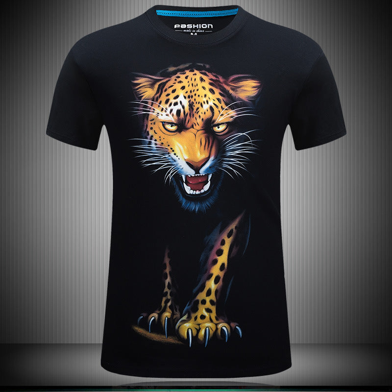2020 3D Short Sleeve Men's T-Shirt with Leopard Print