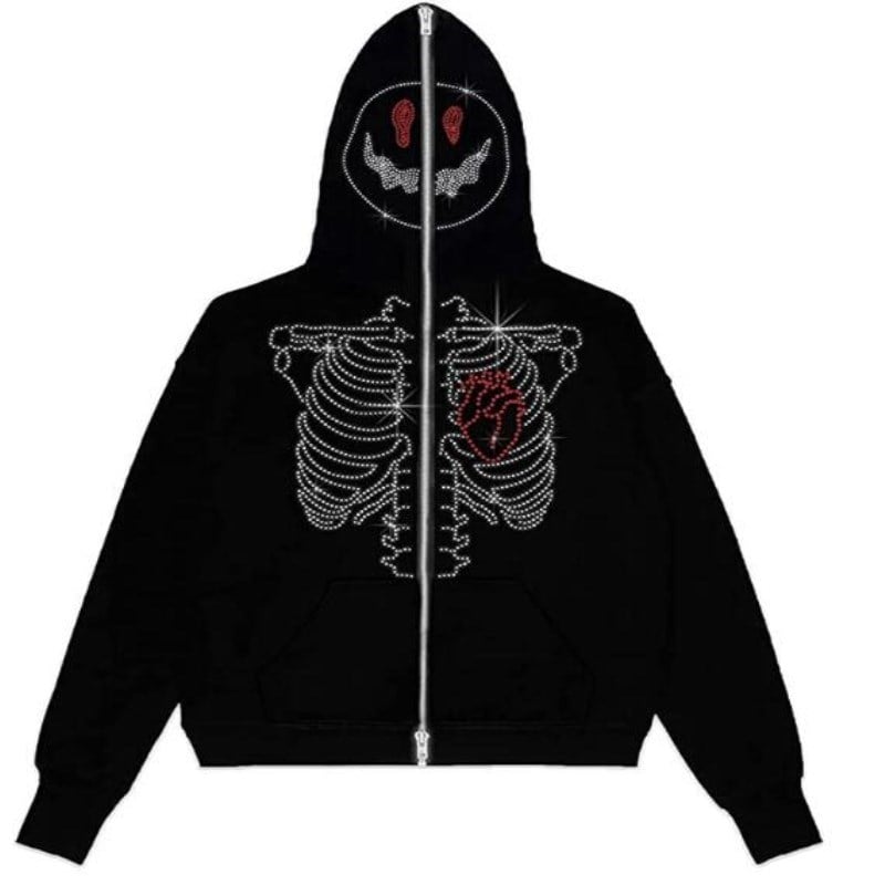 Spider Rhinestone Print Cardigan Jacket Combo
