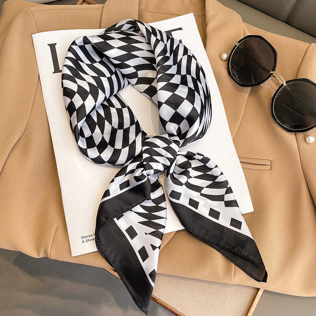 Evarisluxe Silk Satin Square Scarf