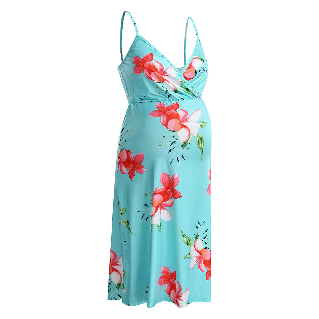 2020 Summer Floral Midi Dress for Pregnant Women
