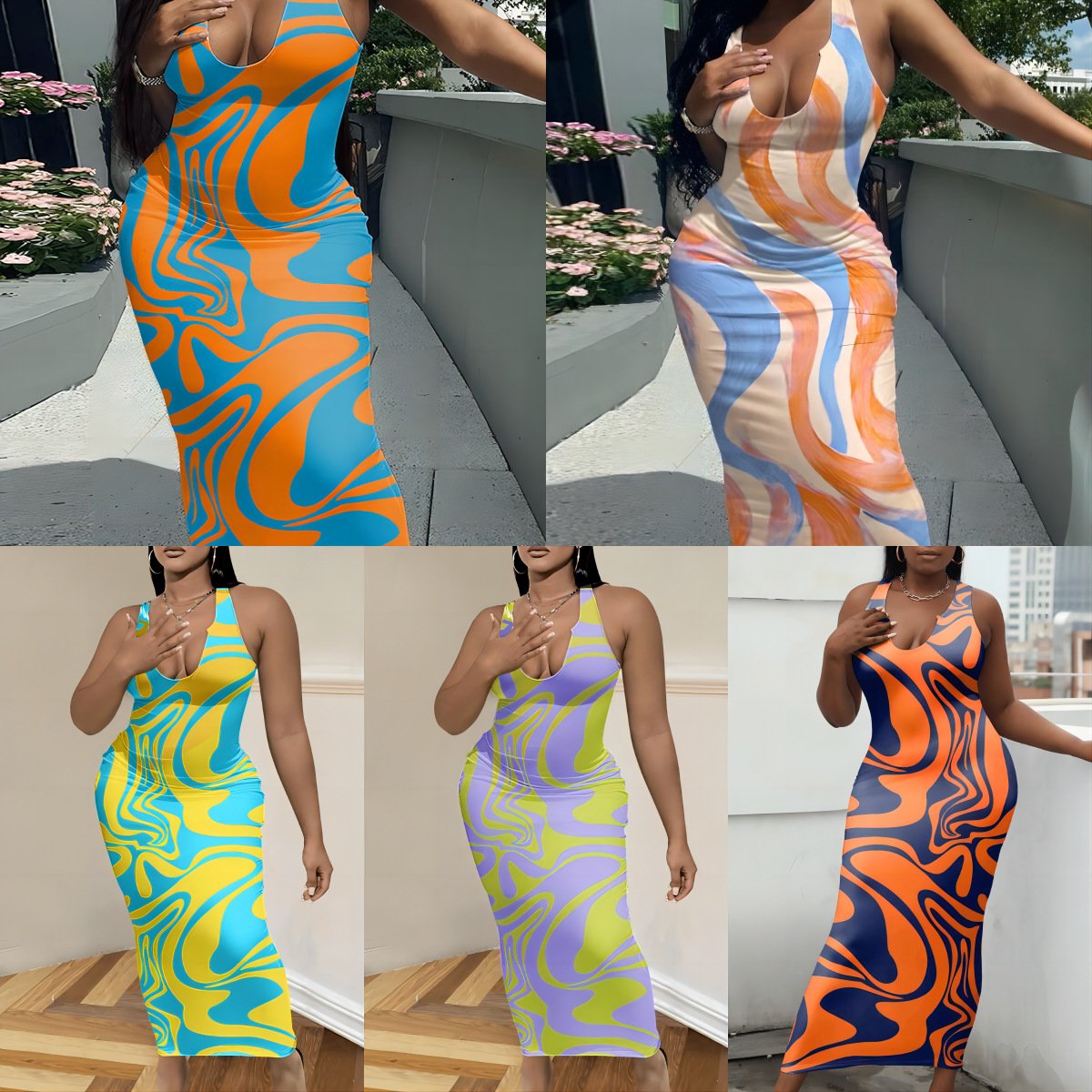 Evarisluxe Printed Fashion Dress