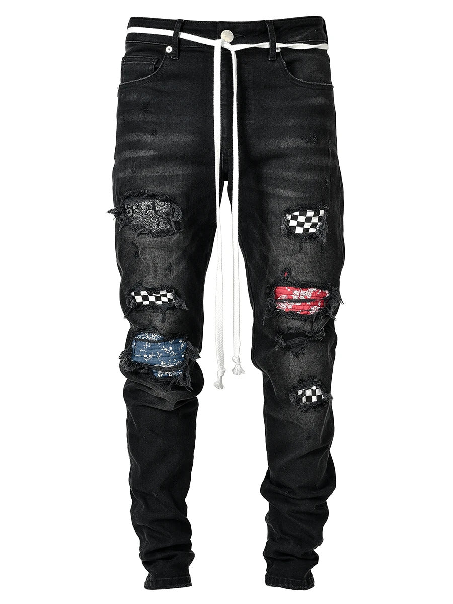 Slim-Fit Ripped Skirt Pants
