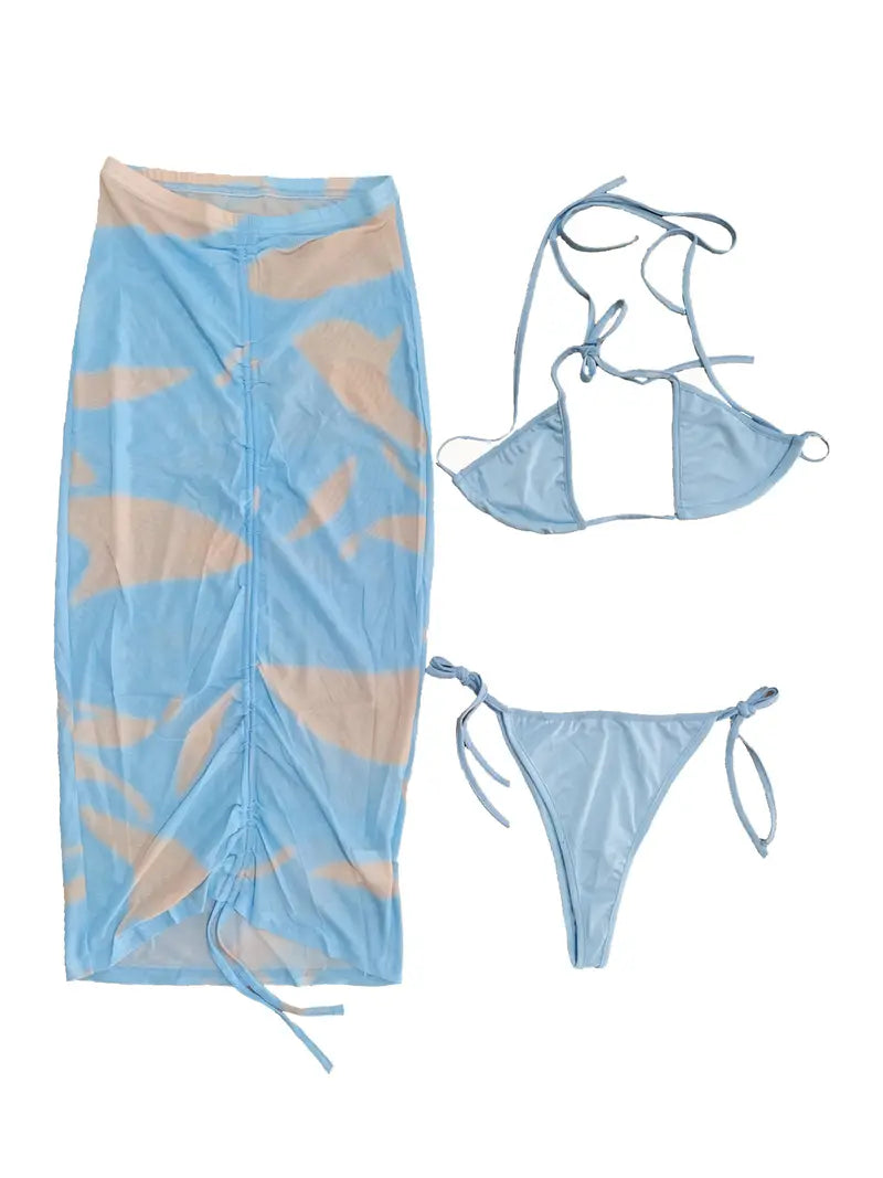 Three-Piece Sheer Mesh Pantsuit Set for Women