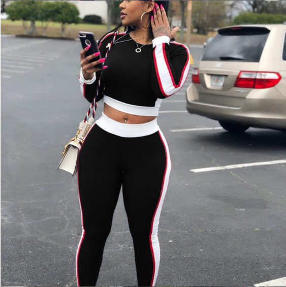 Long Sleeve Sexy Fitness Outfit - 2 Piece Set