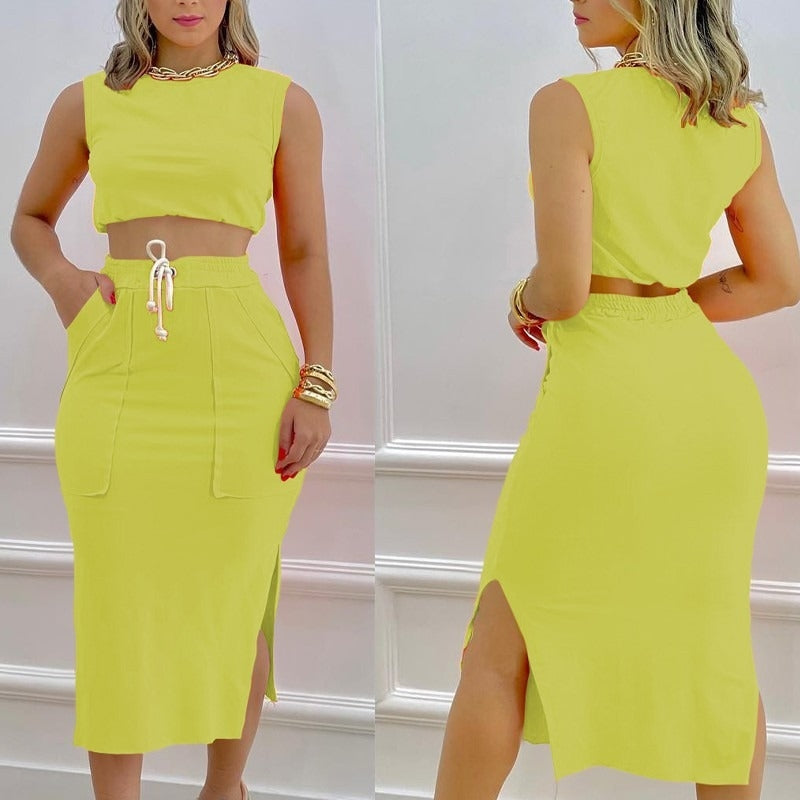Casual Spring Summer Women's Skirt Suit for Outings