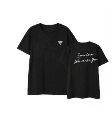"SEVENTEEN Support T-Shirt with Letter Design"