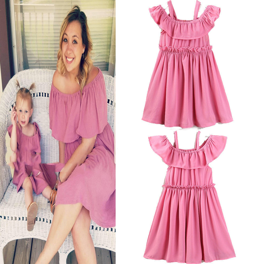 2018 New Style Mother-Daughter Pleated Dresses
