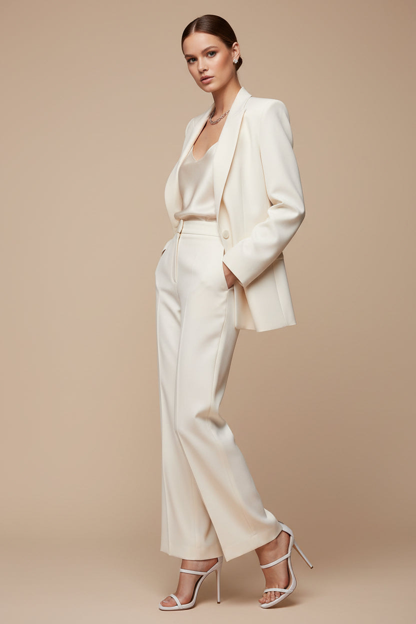 White high-heeled sandal with thin straps on a white background