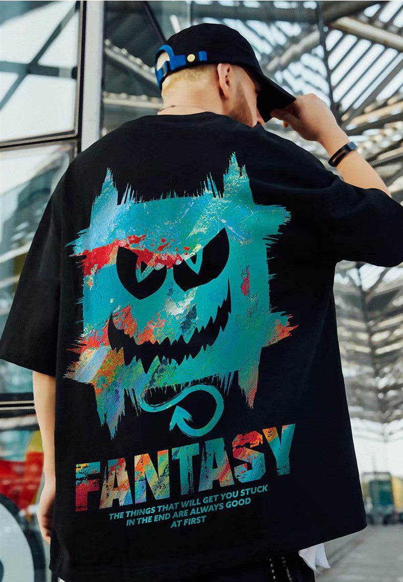 Hip Hop Streetwear Loose Fit Devil T-Shirt for Men