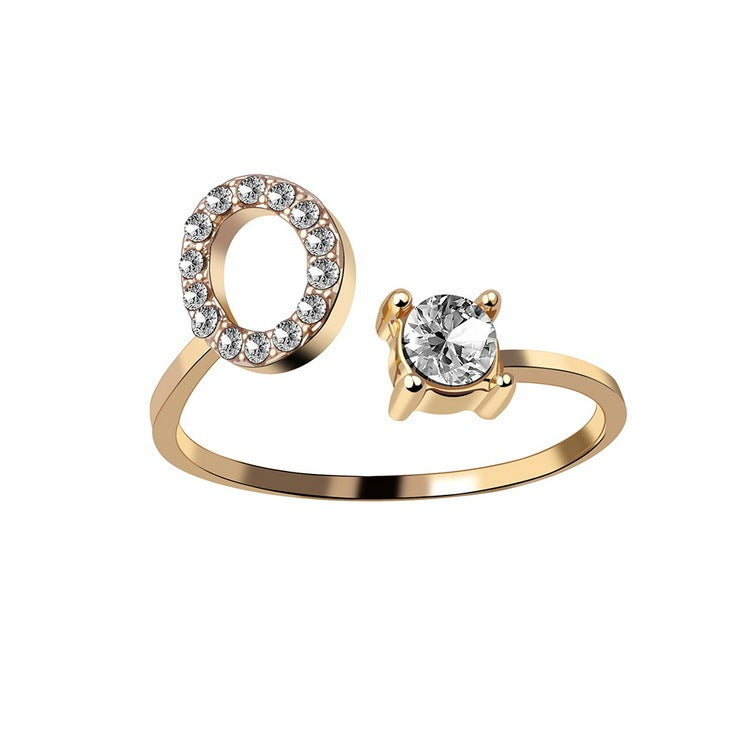 Evarisluxe Initial Letter Gold Ring