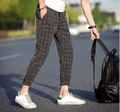 Men's Casual Loose Fit Plaid Linen Ankle Pants