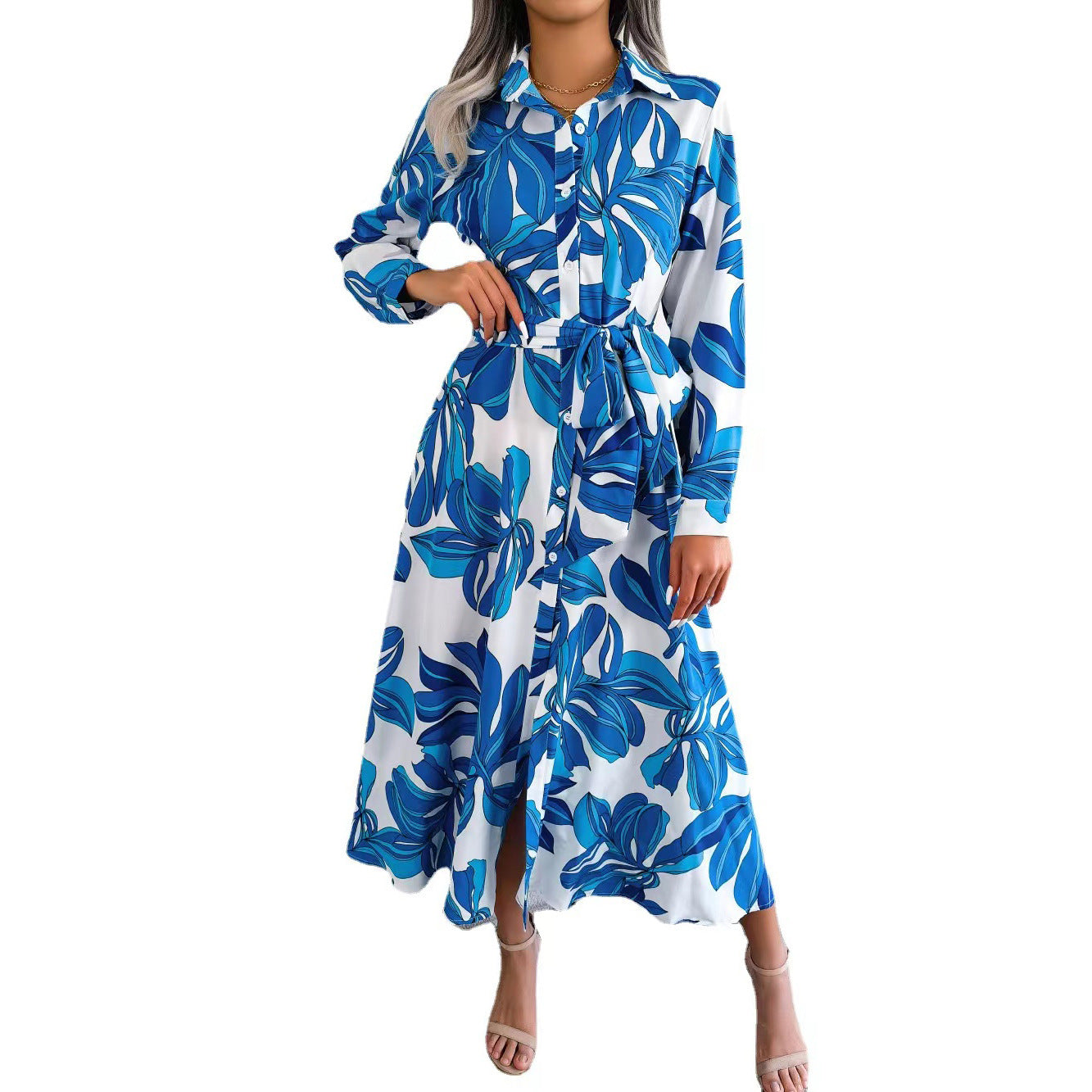 The Palette Color Block Floral Long Shirt Dress | Evarisluxe