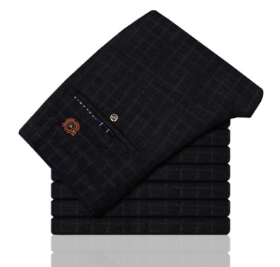Men's Plaid Casual Cotton-Linen Straight Pants