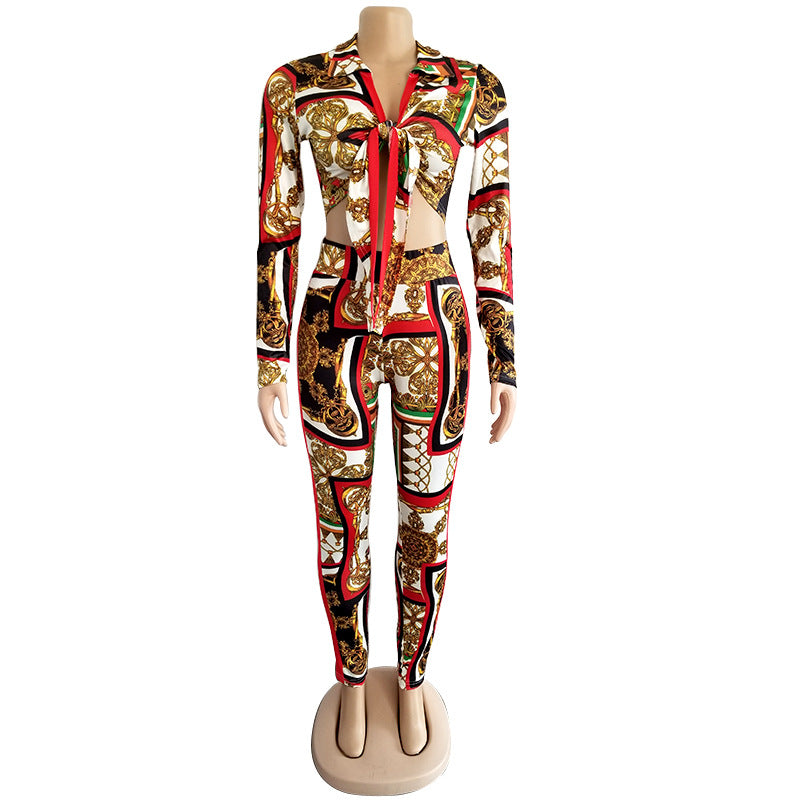 Women's Fashion Digital Print Casual Two-Piece Set