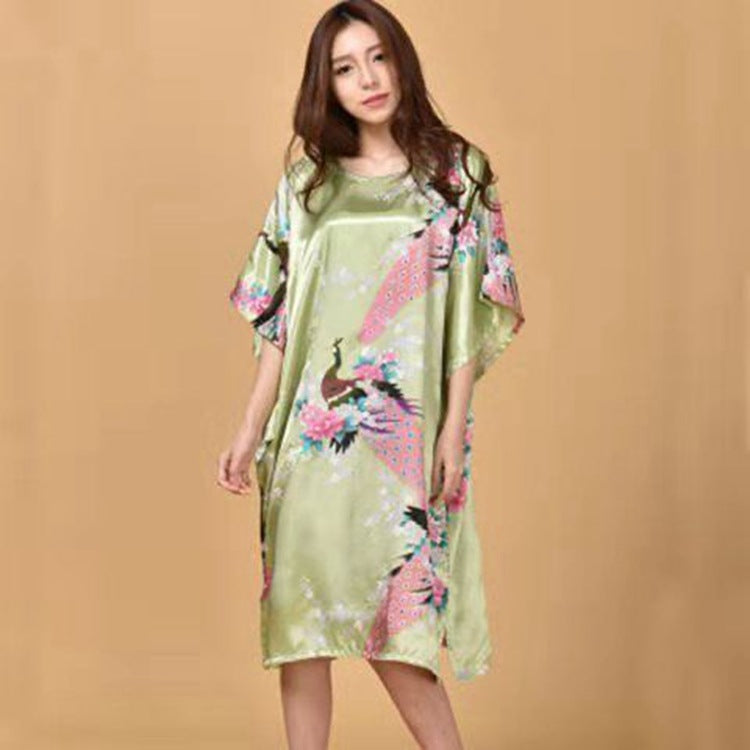 Plus Size Peacock Print Summer Nightgown for Women