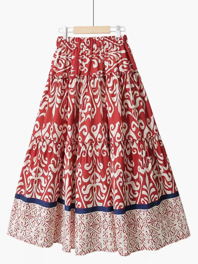 2023 Summer Ruffle Hem Midi Skirt for Women