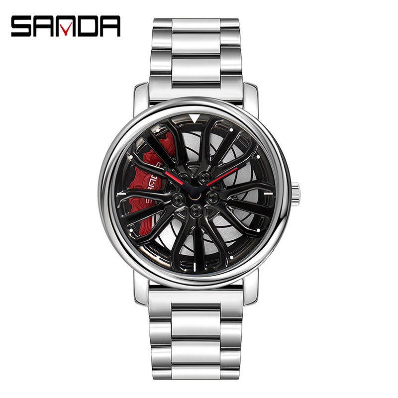 Stylish Hollow Quartz Watch for Men with Steel Band