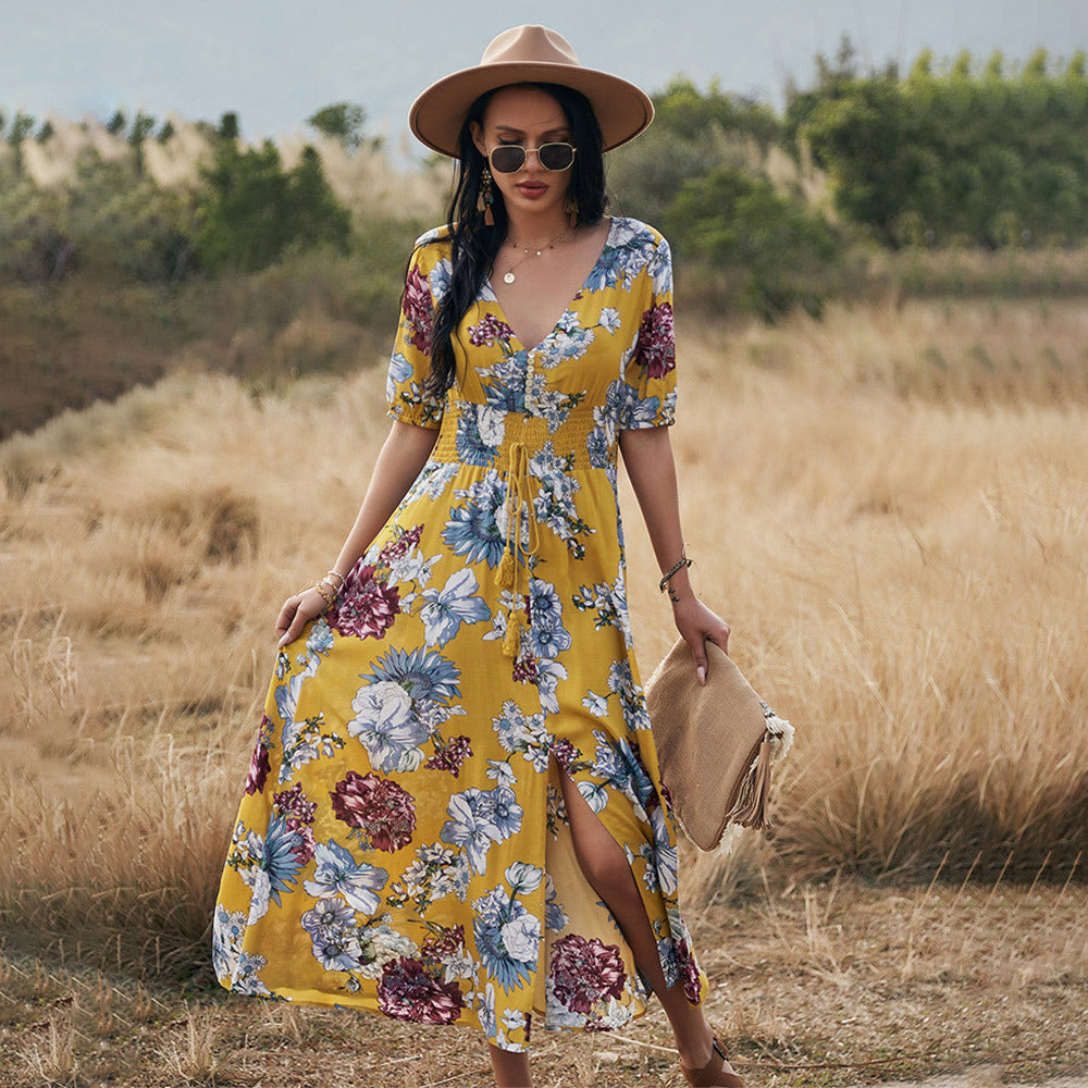 2023 Summer New Bohemian Print Dress for Women