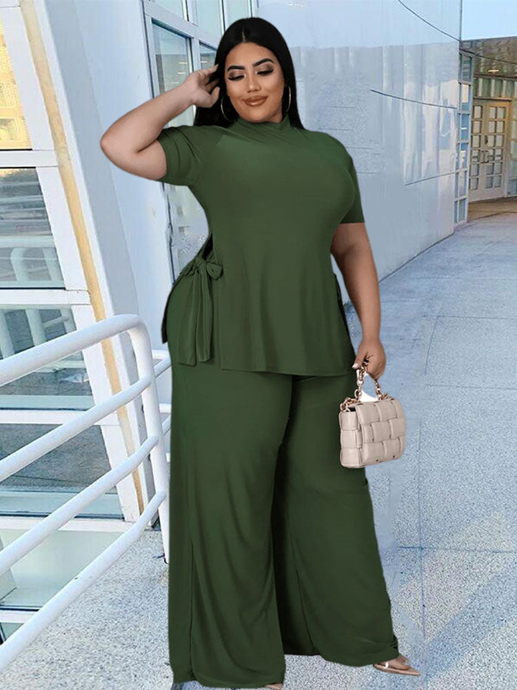 V-Neck Two Piece Set for Women with Side Straps
