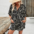 SunnyVibe: 2-Piece Printed Casual Set – Short-Sleeve Shirt & Drawstring Shorts