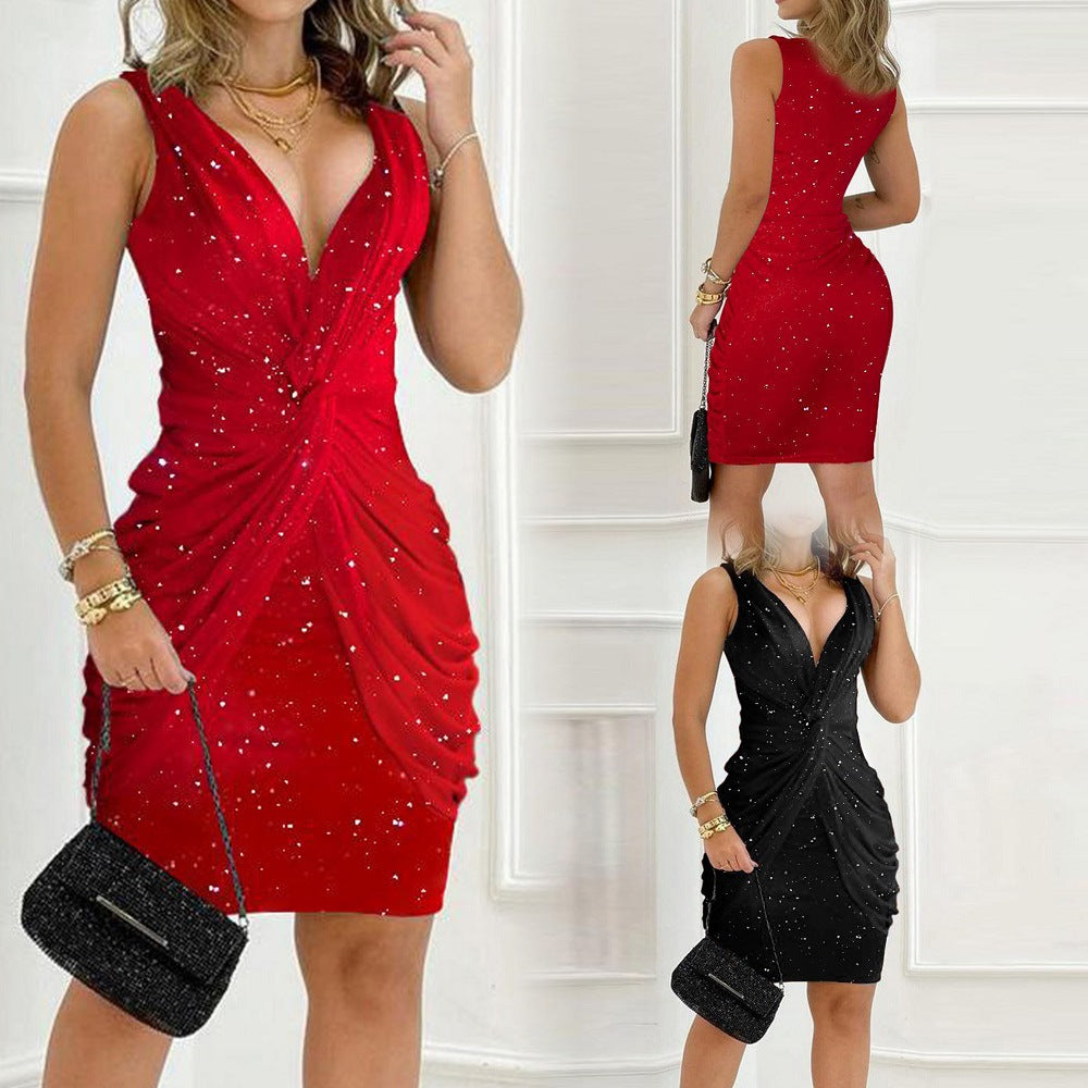 2023 Summer V-Neck Tie Dress for Women