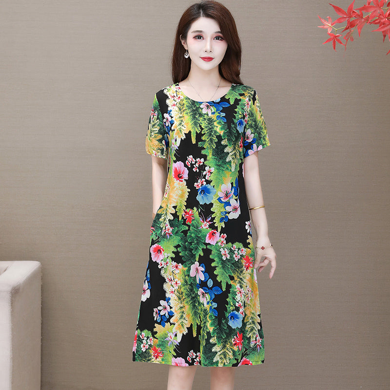 Chic Short Sleeve Cotton Dress for Summer Women