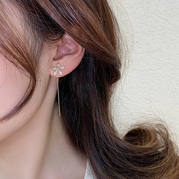 Evarisluxe Long Floral Tassel Drop Earrings