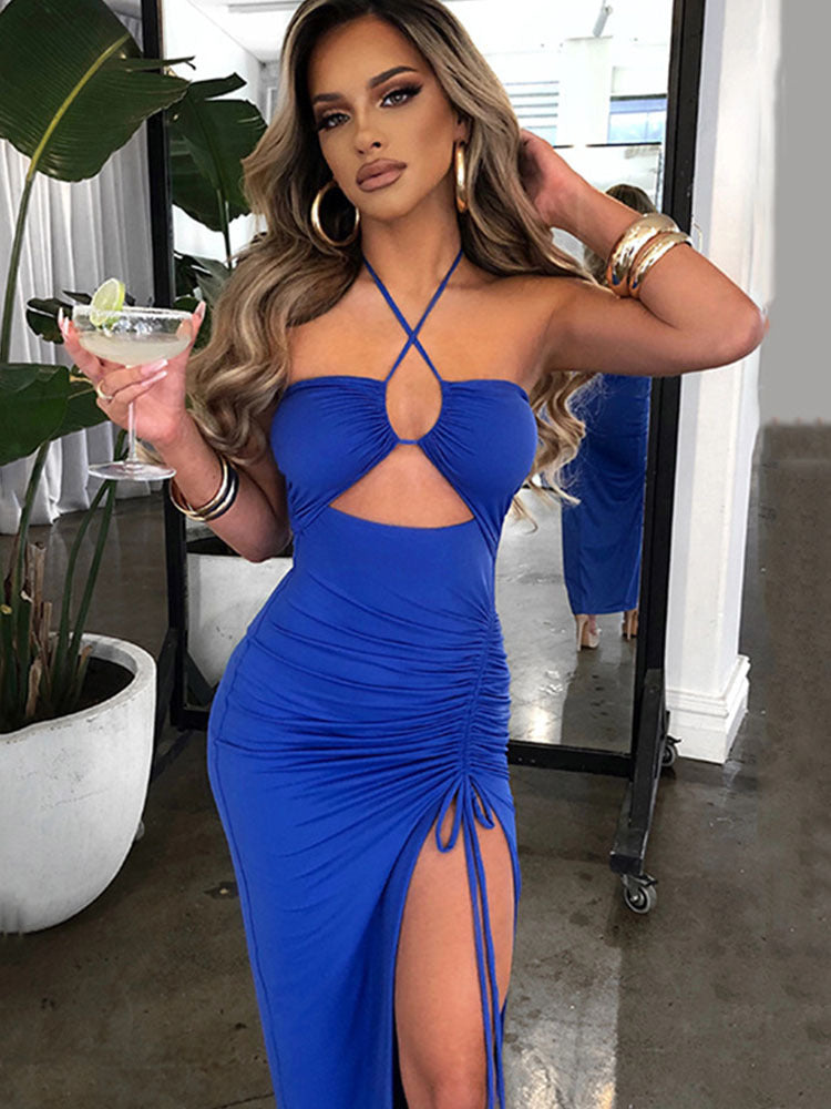Spring New High-Slit Halter Dress for Women