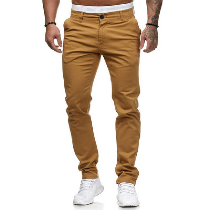 Men's Casual Slim Fit Solid Color Trousers (Wholesale)