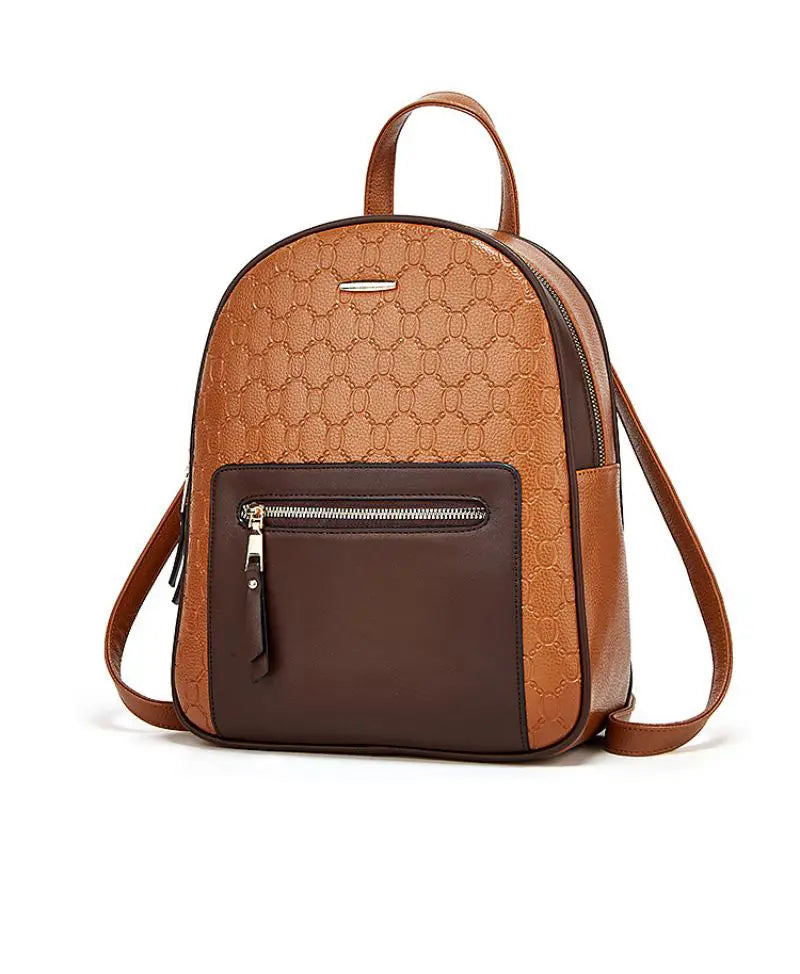 3-Piece Embossed PU Leather Backpack Set for Women