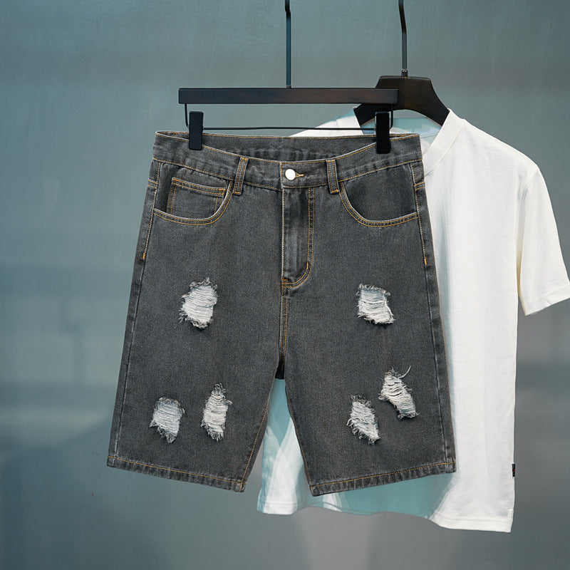 Men's Large Ripped Denim Shorts - Casual Summer Wear