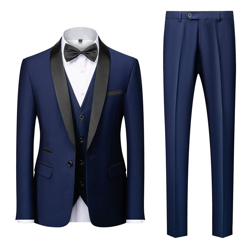 Men's Slim Fit Three-Piece Wedding Suit in Burgundy