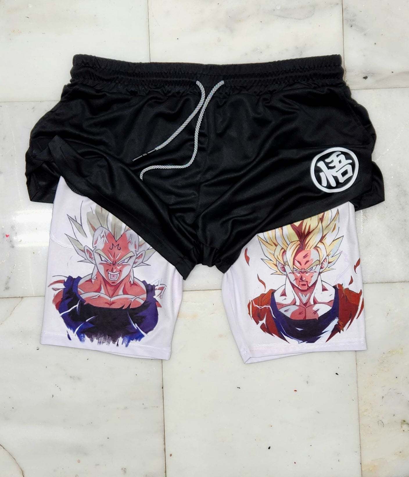 2023 Summer Men's Double Layer Anime Print Shorts