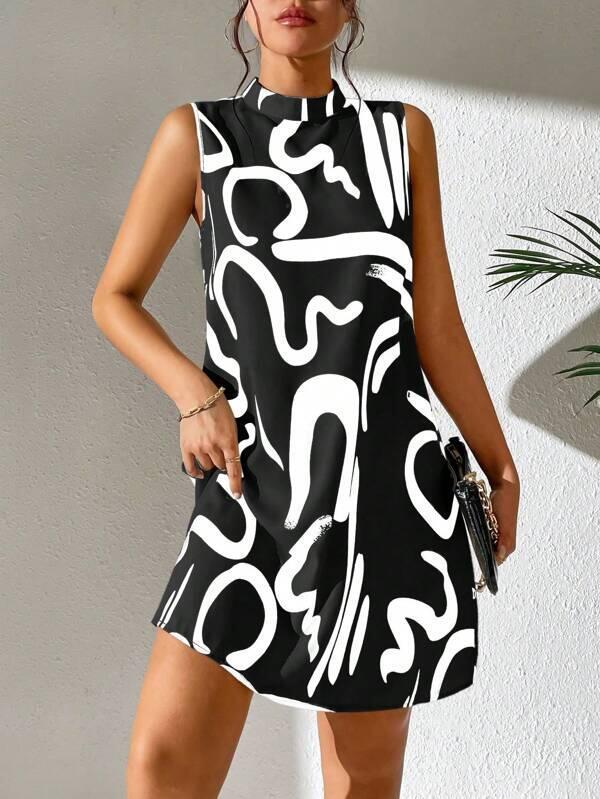2023 Summer Floral Stand Collar Dress for Women