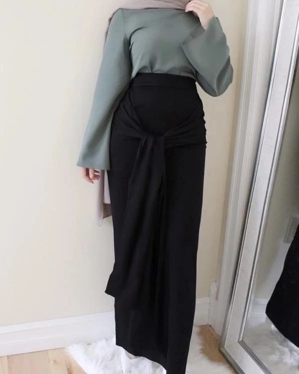 Solid Color Muslim Hip Skirt for Women