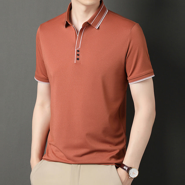 Men's Color Block Polo T-Shirt - Casual Slim Fit Top