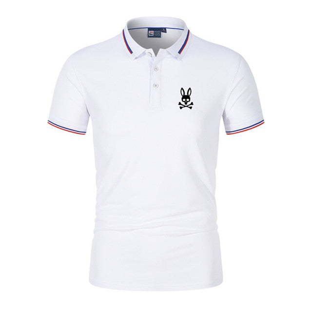 Men's Summer Cotton Polo Shirt with Rabbit Print