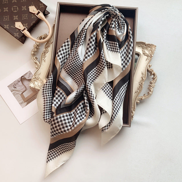Evarisluxe Silk Satin Square Scarf