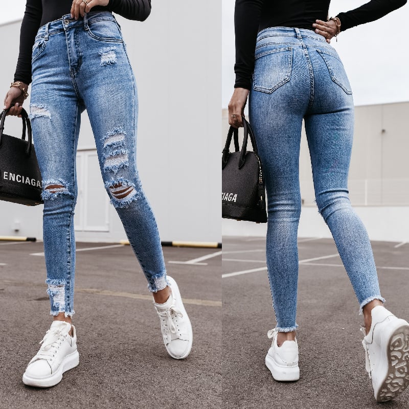 Women's Slimming Denim Trousers for Summer Wear