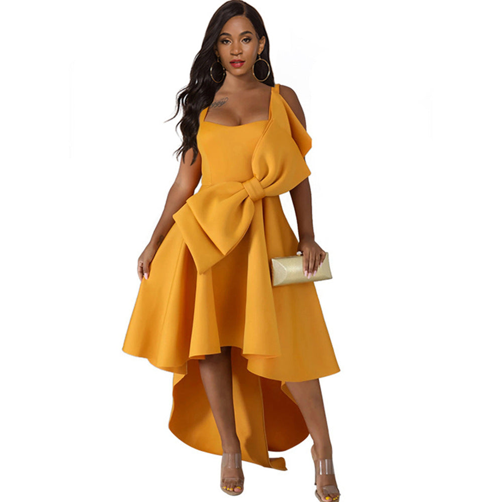 Evarisluxe Asymmetrical Hem Slim Fit Dress