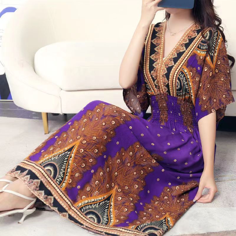 Southeast Asia Travel Floral Cotton Dress for Summer